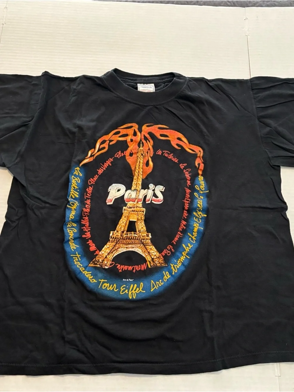 Paris Eiffel Tower Vinyage Graphic Tee - Mens M Black - Picture 2 of 7